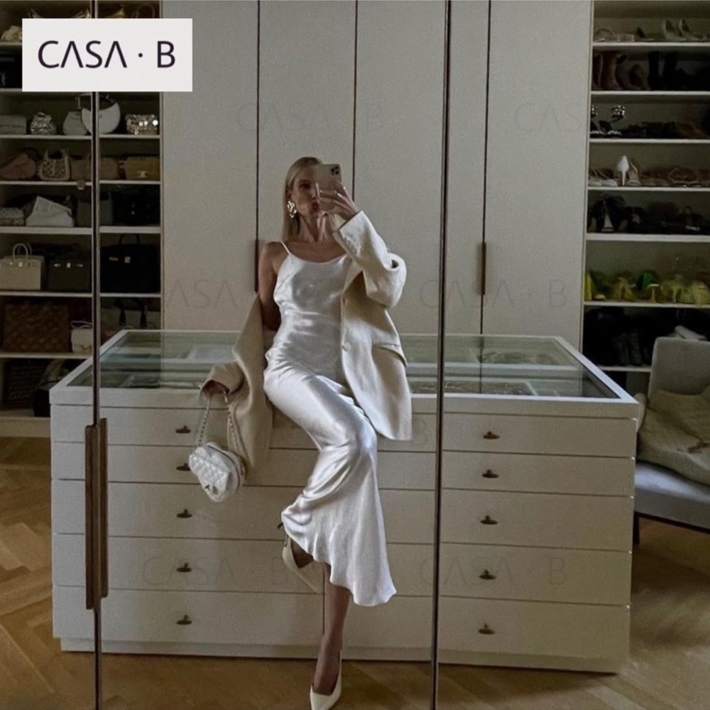 NEW to CASA B💫| Adrienne Satin White Backless Long Slip Dress🤍